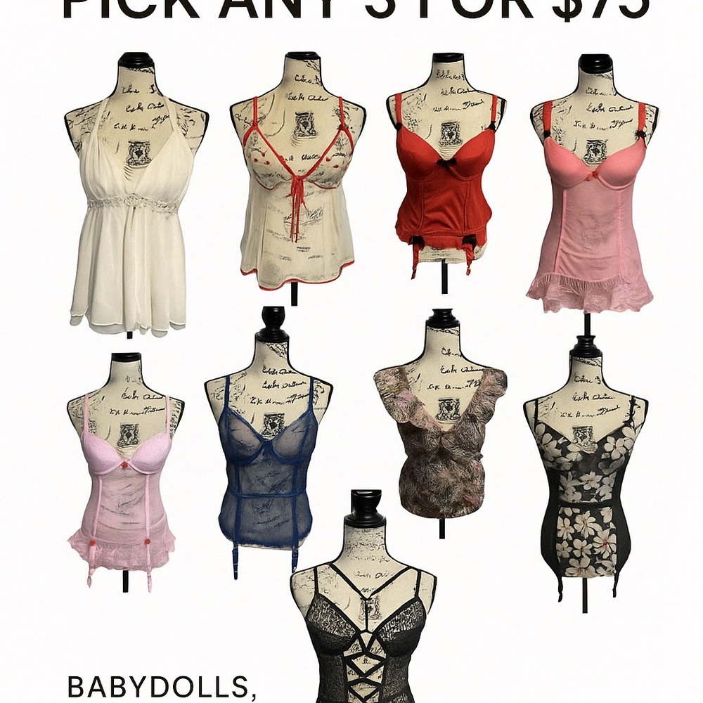 Lingerie Bundle Sale – Pick Any 3 for $75 | Babydolls, Bustiers, & Bodysuits